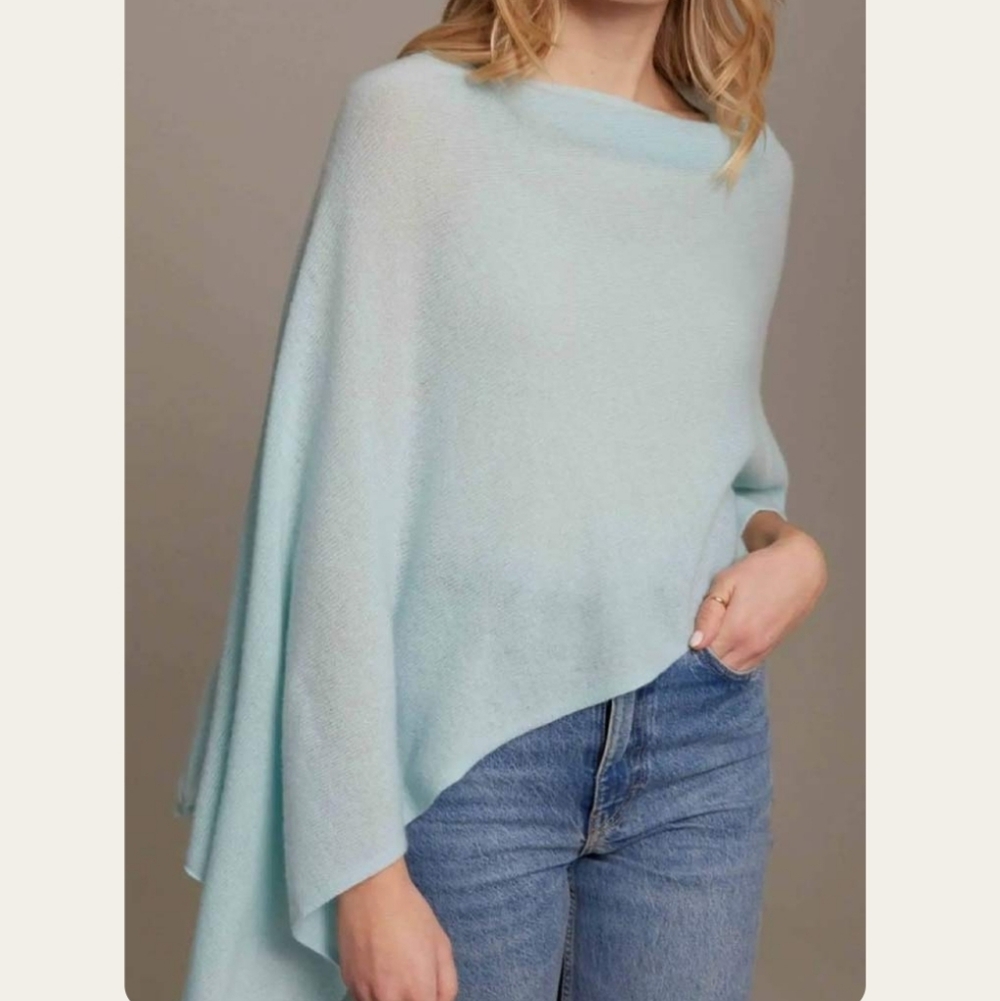 Claudia Nichole, 100% Cashmere Poncho, Dress Topper, Beach Glass